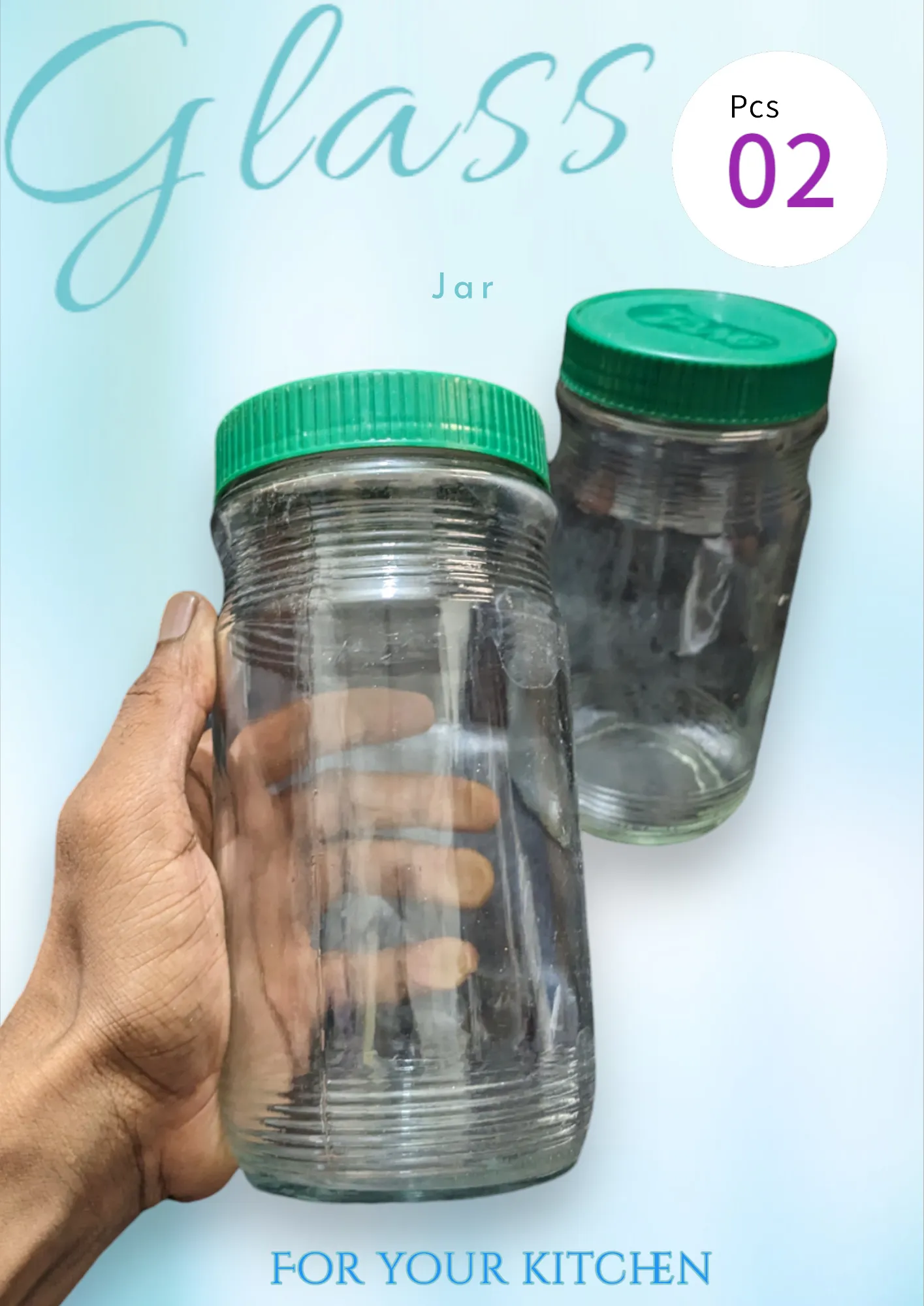 2 pcs Glassware Food Jar Food Container glass Jar 1000ml 2