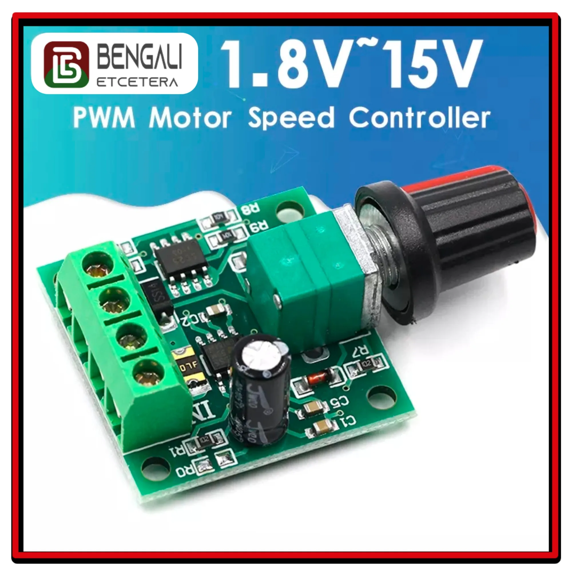 Motor Speed Controller DC 1.8V-15V 2A PWM - Voltage Regulator - Adjustable Switch - Easily Control and Optimize Motor Speed with Precision