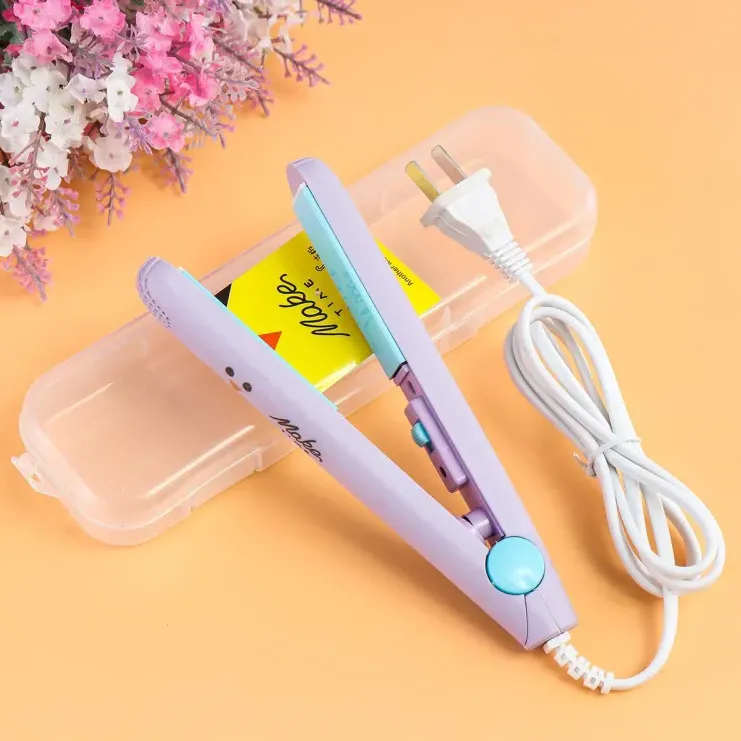 Portable Mini Hair Curl Straightener Flat Iron Perm Splint Ceramic Travel 2