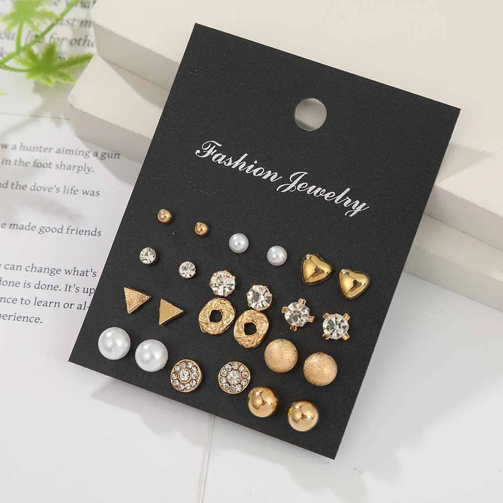 New Trendy 12 Pairs = 24 Pcs Pearl Stud Earrings Set for Women Simple Top - Earrings Set for Women New Collection - Earrings Set 12 Pairs for Girls - Earring for Women - Ear Ring Set 12 Pairs for Girls Stylish/ Earring 12 Pairs Set for Girls Simple 3