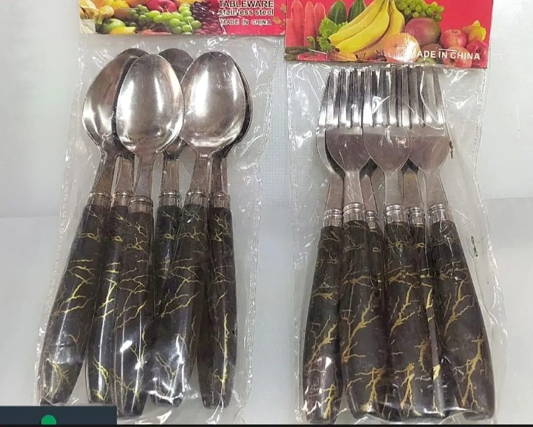 Spoon Set High quality Stainless Steel Spoon Set 12 pieces (6pcs Tea+ 6pcs Frock)=12 Pieces