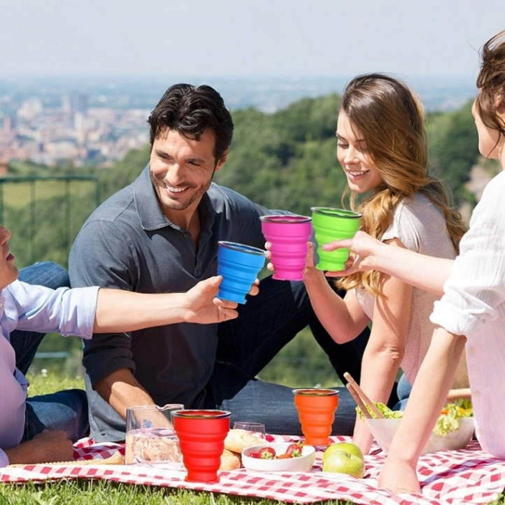 Silicone Folding Cup&#x2F;Mug, Foldable &amp; Portable &amp; Lightweight Travel Cup for Outdoor Camping Hiking 4