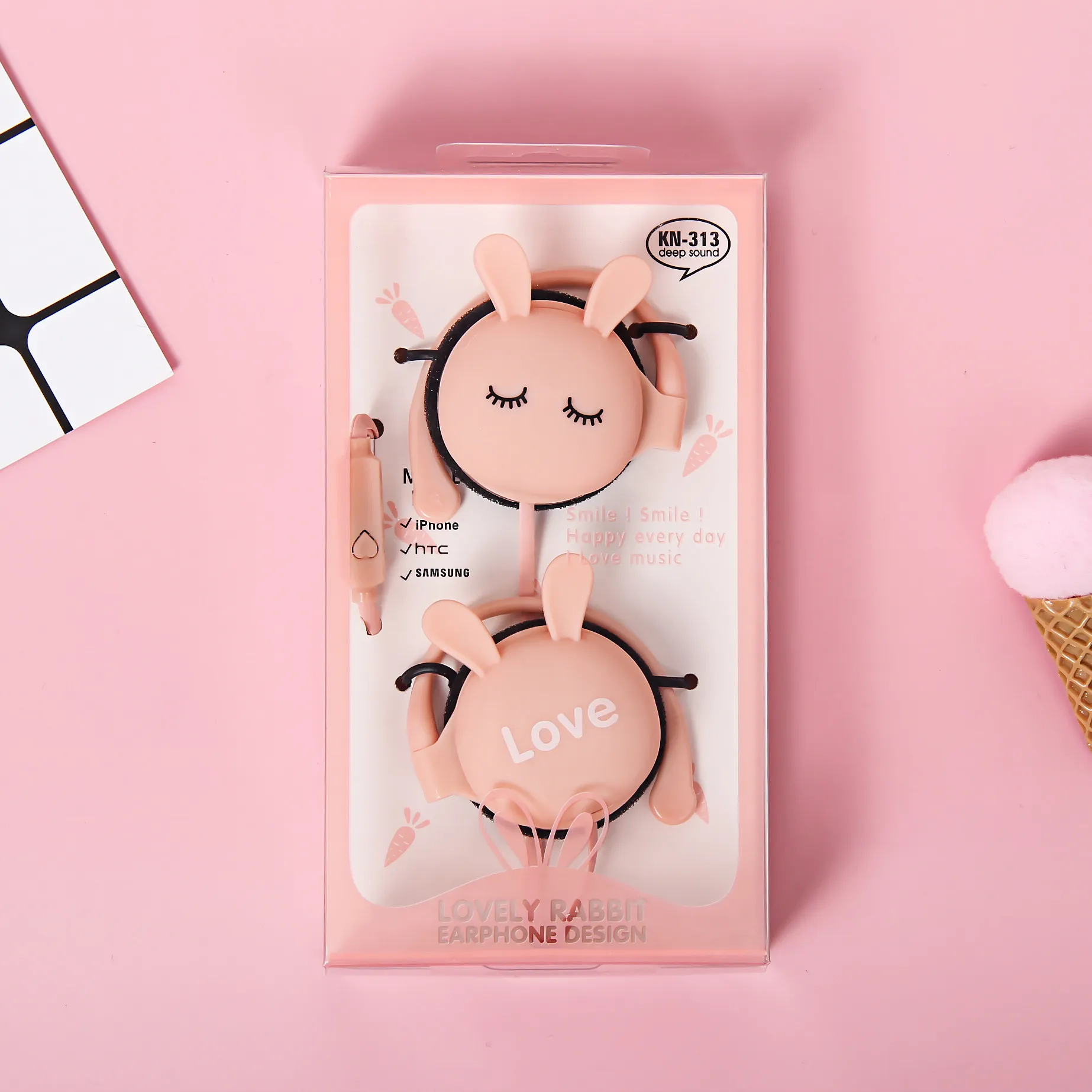 Earphone Wired Earphone Cartoon Earphone Cute Rabbit Wired Headset Portable Cute Student Earphone Love Series 5