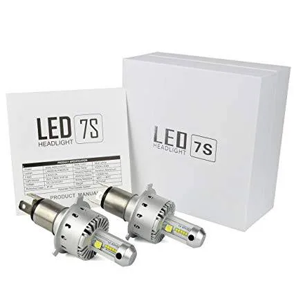 Authentic 7S LED Headlight (2 Piece) for Motorcycle and Car H4 Socket 80W 8000 Lumen 12V 5