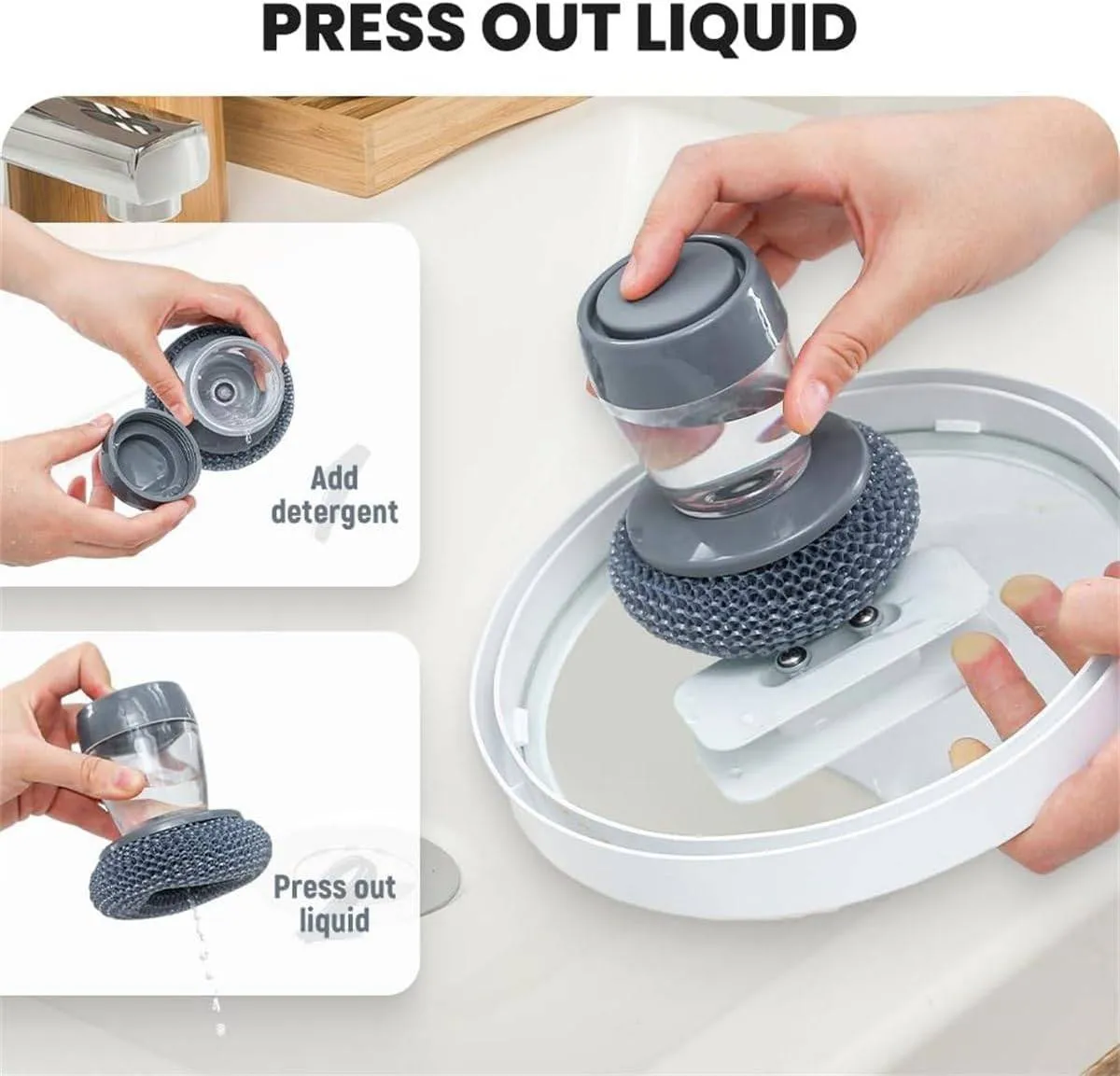 2 in 1 Soap Dispensing Palm Dish Cleaning Brush 5