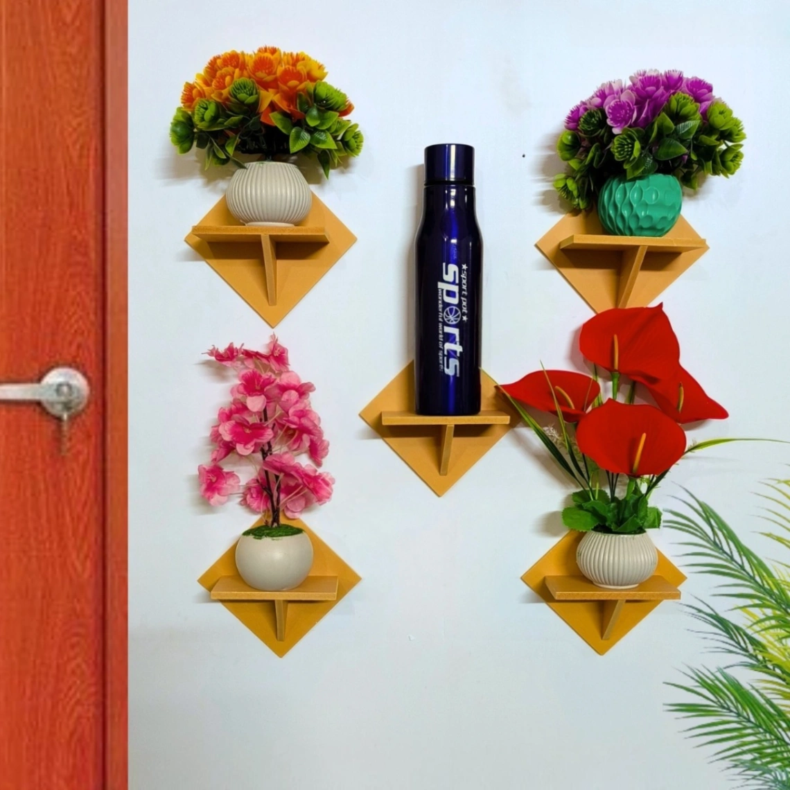 Square Shape Wall Shelf , Self Adhesive Punch Free ( 10&#x2F;5&#x2F;3 Pcs stand 1 Set) Premium Quality &amp; Waterproof. 3