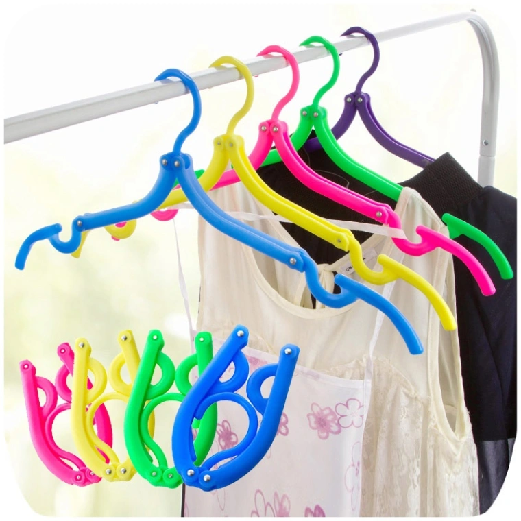 6 pcs Foldable Travel Hangers, Portable Folding Clothes Hangers Cloth Hanger Rack Travel Accessories Foldable Clothes Drying Hanger 2