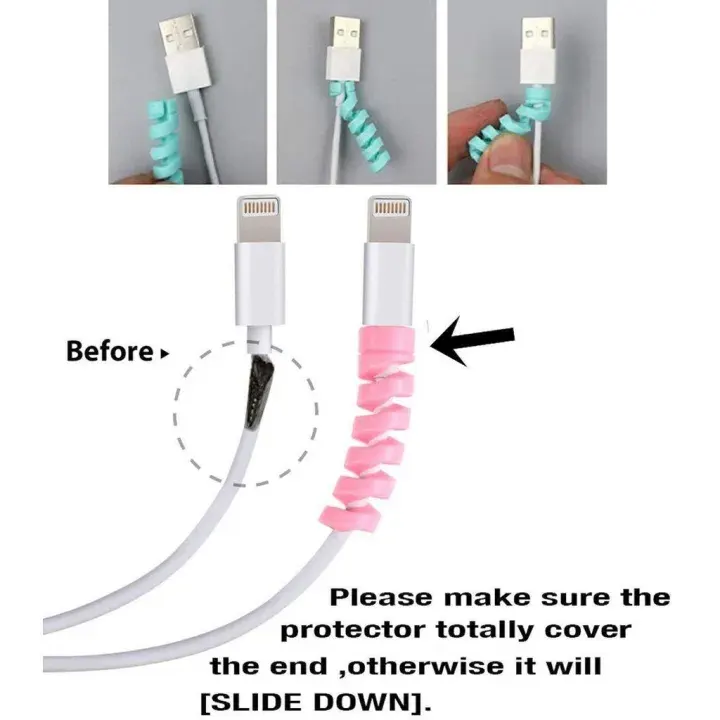 Universal Twist Charging Cable Protector Saver Cover For USB Charger Cable Cord Protective Sleeve For Phones Computer 5piece 4