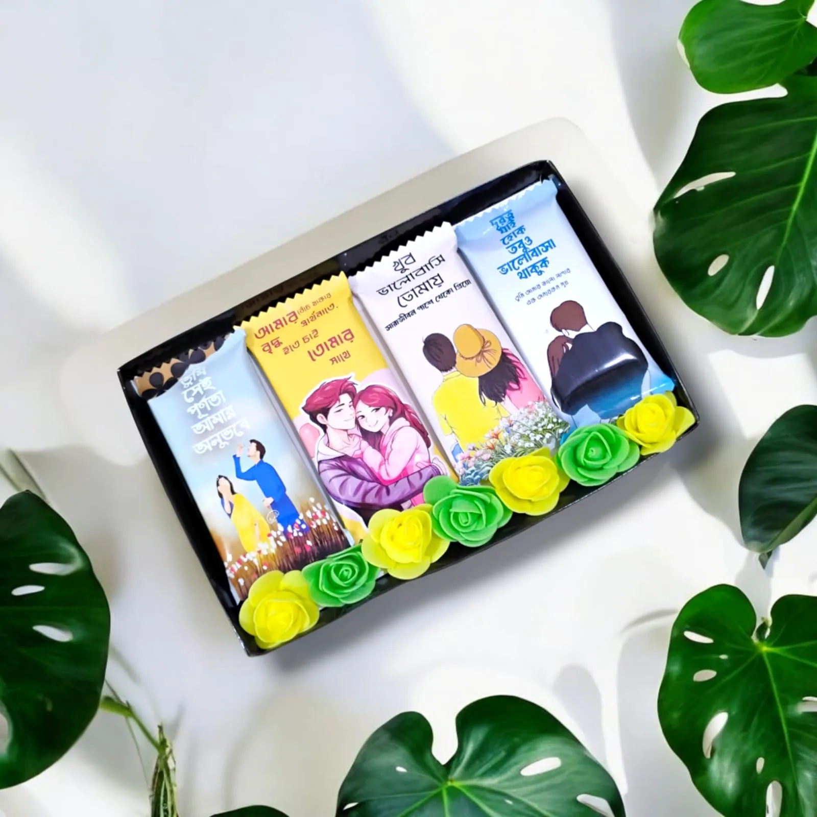 Customized Chocolate Package with artificial flower 3