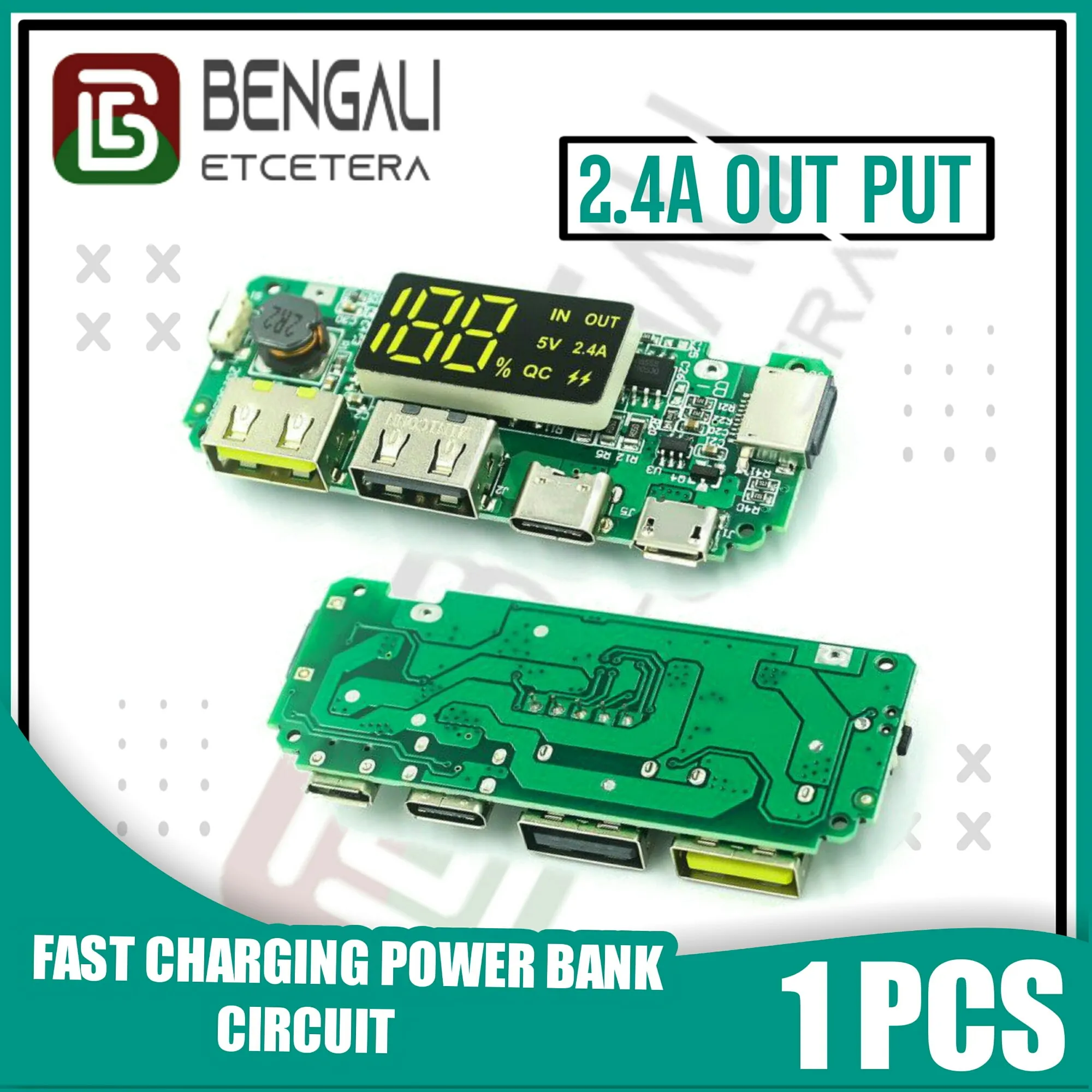 LED Dual USB 5V 2.4A Micro/Type-C USB Mobile Power Bank 18650 Charging Module Lithium Battery Charger Board Circuit Protection 2
