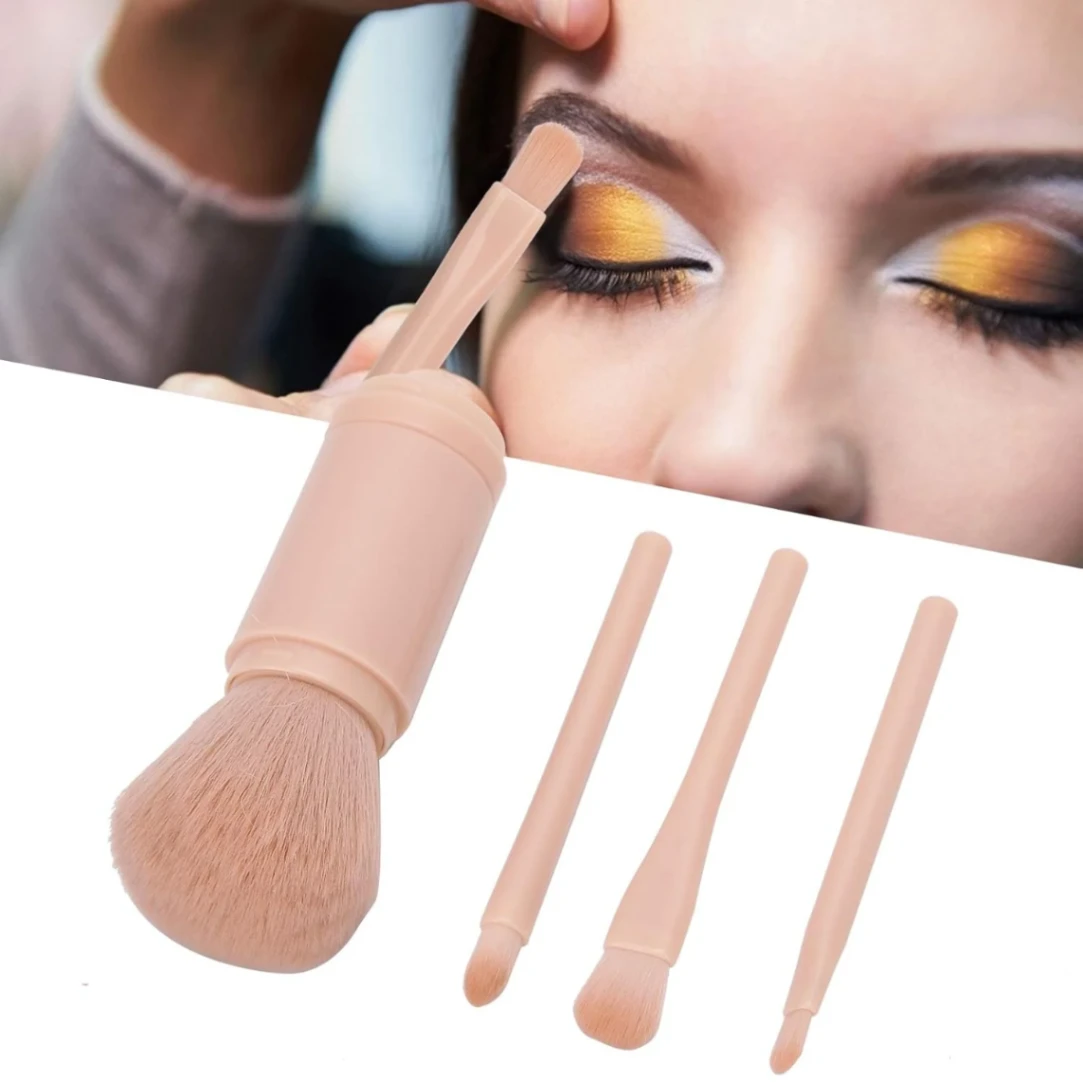 4 in 1 Makeup Brush Set, Professional Cosmetic Makeup Brushes-use Retractable Mini Facial Makeup Tool 2