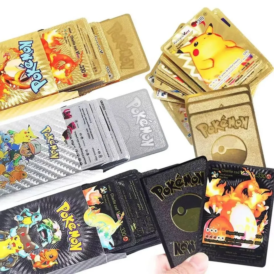 Pokemon Card Toy Gold Black Silver Rainbow Cards English Action Figure Charizard Anime Party Birthday Gifts 7