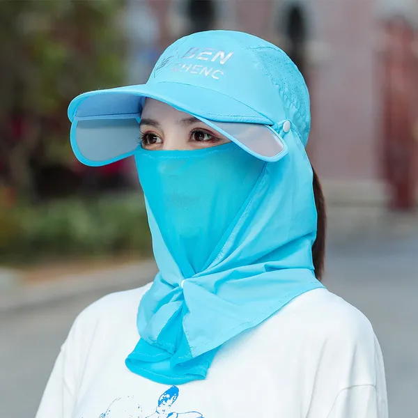 ummer Quick Dry Folding Wide Brim Sun Hat UV Block Face Protection Shield Mask Head Tube Sunhat Outdoor Cycling Hiking Fishing Fisherman's Bucket Cap Travel Beach Golf Baseball Peaked Cap Strawhat 3