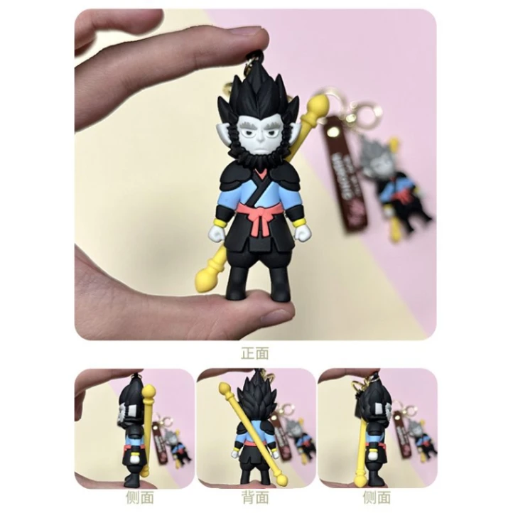 Black Myth Wukong Keychain Pendant Monkey King Keyring Bag Gift Rantai Kunci Kids Girls Boys Silicone Cartoon Keychain 5