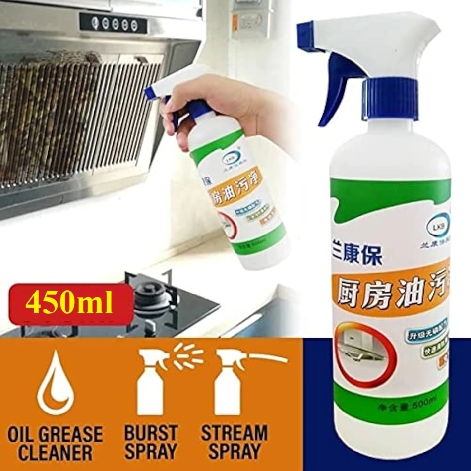 Kitchen Cleaner Spray-450ml, Kitchen Oil &amp; Grease Stain Remover 5