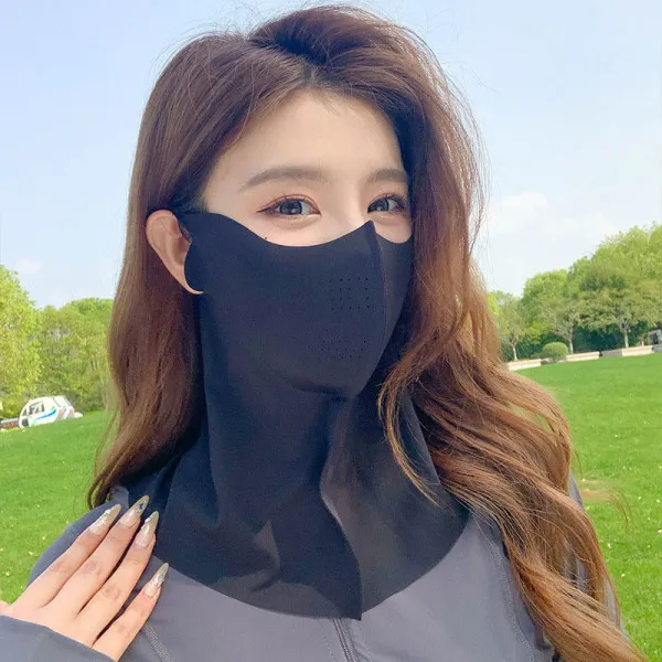Women Summer UV Protection Neck Scarf Ice Silk Face Mask Cover Outdoor Wrap Cover Sports Cycling Sun Proof Sunscreen Dustproof 5