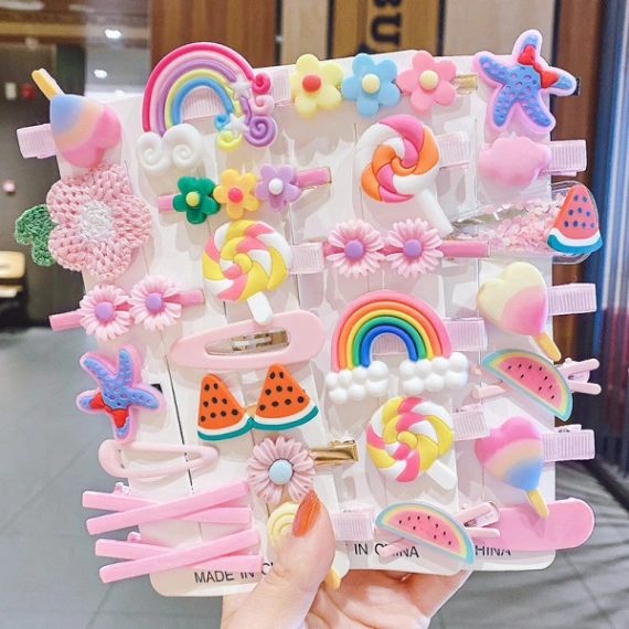 14Pcs&#x2F;Set Cute Baby Girls Hairpin Clips Colorful Korean Cute Flower Animal Kids Princess Children Broken Hair Accessories 3