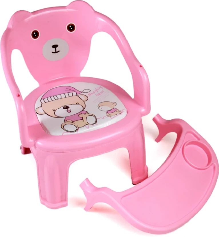 Baby feeding chair with Tray (Pink) Strong and Durable Plastic Chair for Kids, Plastic School Study Chair, Feeding Chair for Kids 3