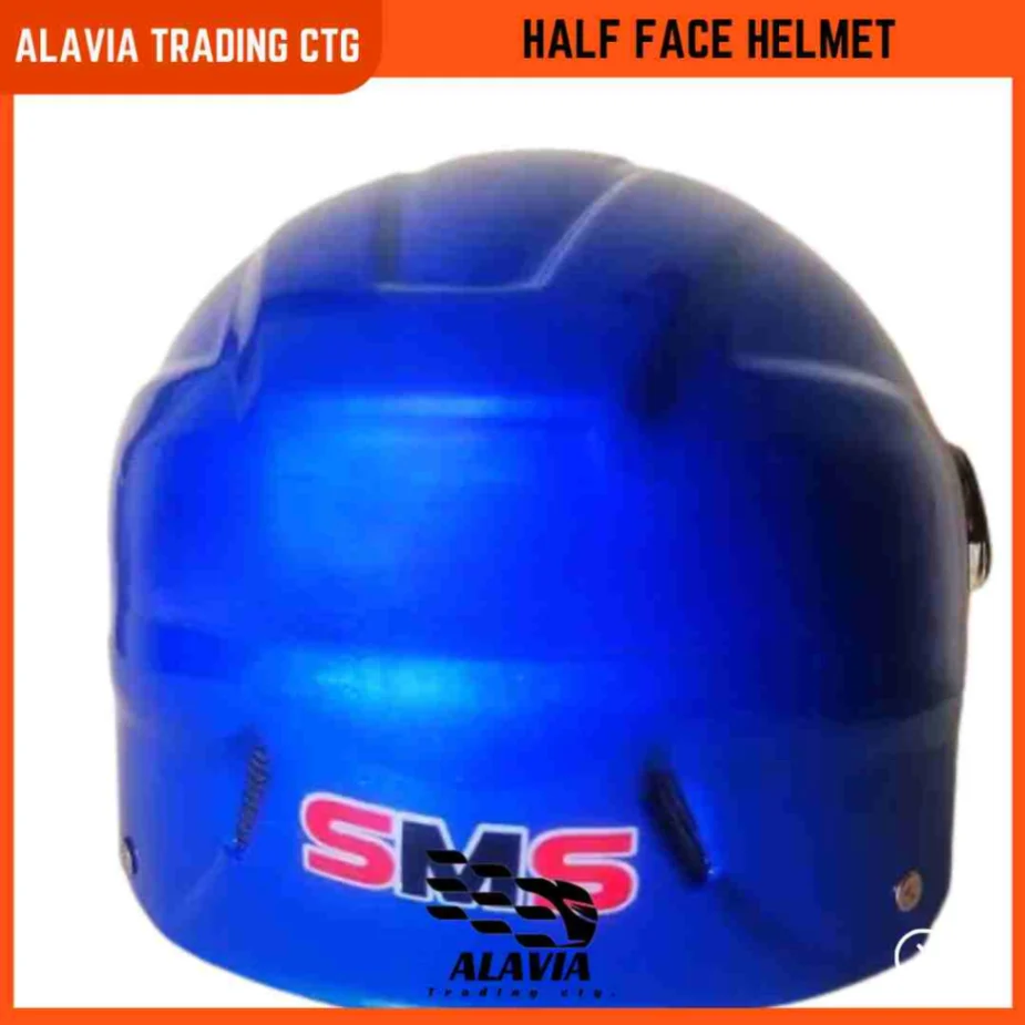 Pelion SMS Cap Style Half Face Motorcycle Helmet With Glass for Men & Women - Blue 4