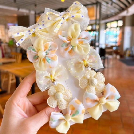 Children&#x27;s Mesh Flower Hairpin Decoration Cute Girl Suit Cloth Does Not Hurt Hair Duckbill Clip Baby Bow Hairpin Lingxue 4