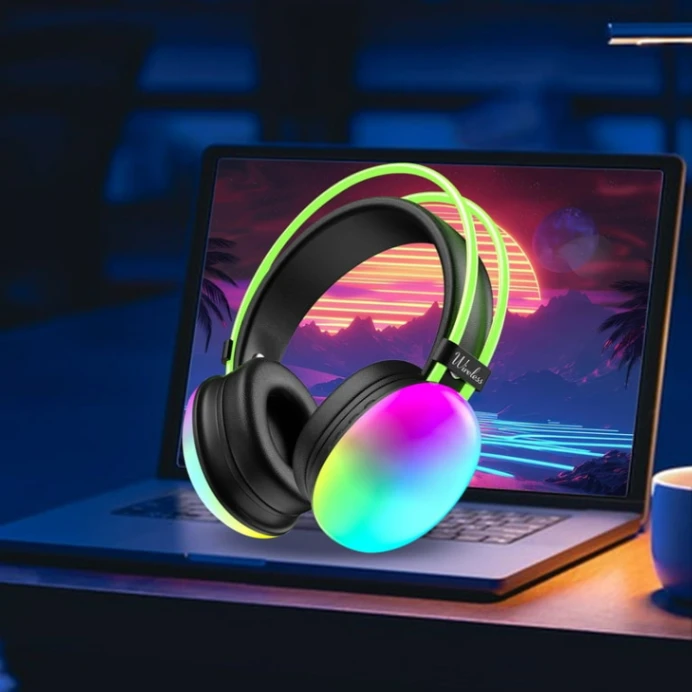 YMD78 RGB Wireless Bluetooth Headphones V5.3 with RGB Lights, Active Noise Cancelling, and Hi-Fi Sound – Over-Ear Wireless Headphones with Built-in Mic, TF Card Support &amp; USB Charging 2