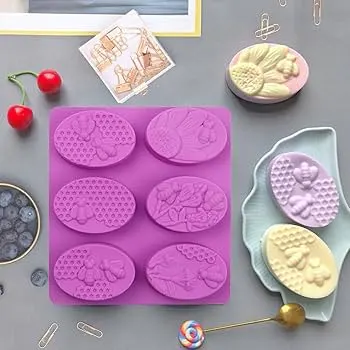 Soap Silicone Molds Bee Shape Handmade Soap Mold Unique Soap Making Craft Tools (6 Cavity) 6