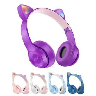 Cute Cat Ear Wireless Headphones P47 Headset Bluetooth HIFI Stereo Headphones Music Earphone Handfree Supports Earbuds TF Memory Card MP3 Player with Microphone for Andorid IOS 2
