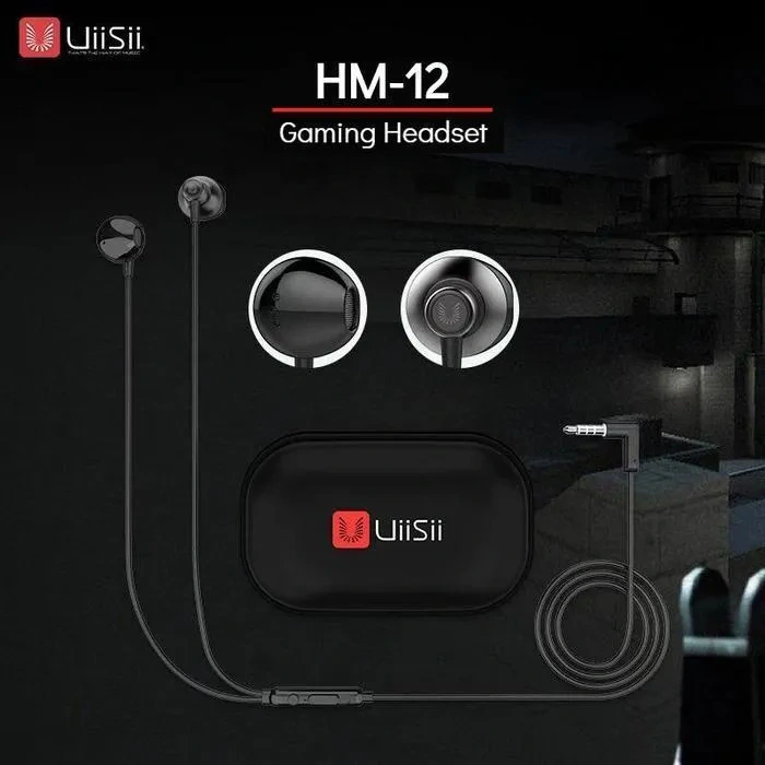 Uiisii Hm12 Half In-Ear Headset Metal Bass Music Earphone Wired Headphones With Mic And Pouch Bag - Headphone 2