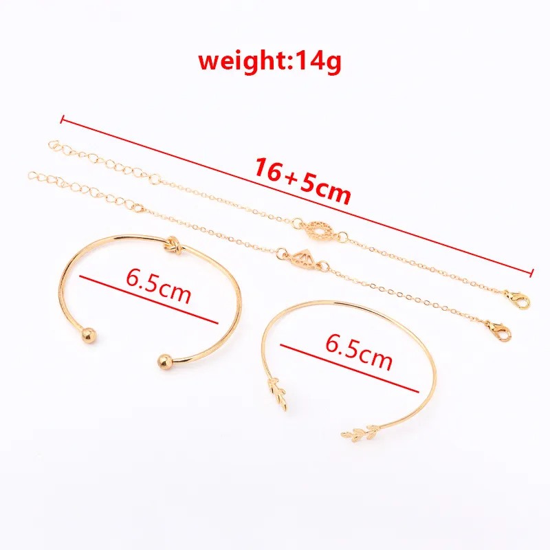 New Trendy Fashionable 4Pcs/ Set Women Simple Design Gold Plated Chain Bracelet for Girls Simple Stylish / Bracelets for Women New Collection 7