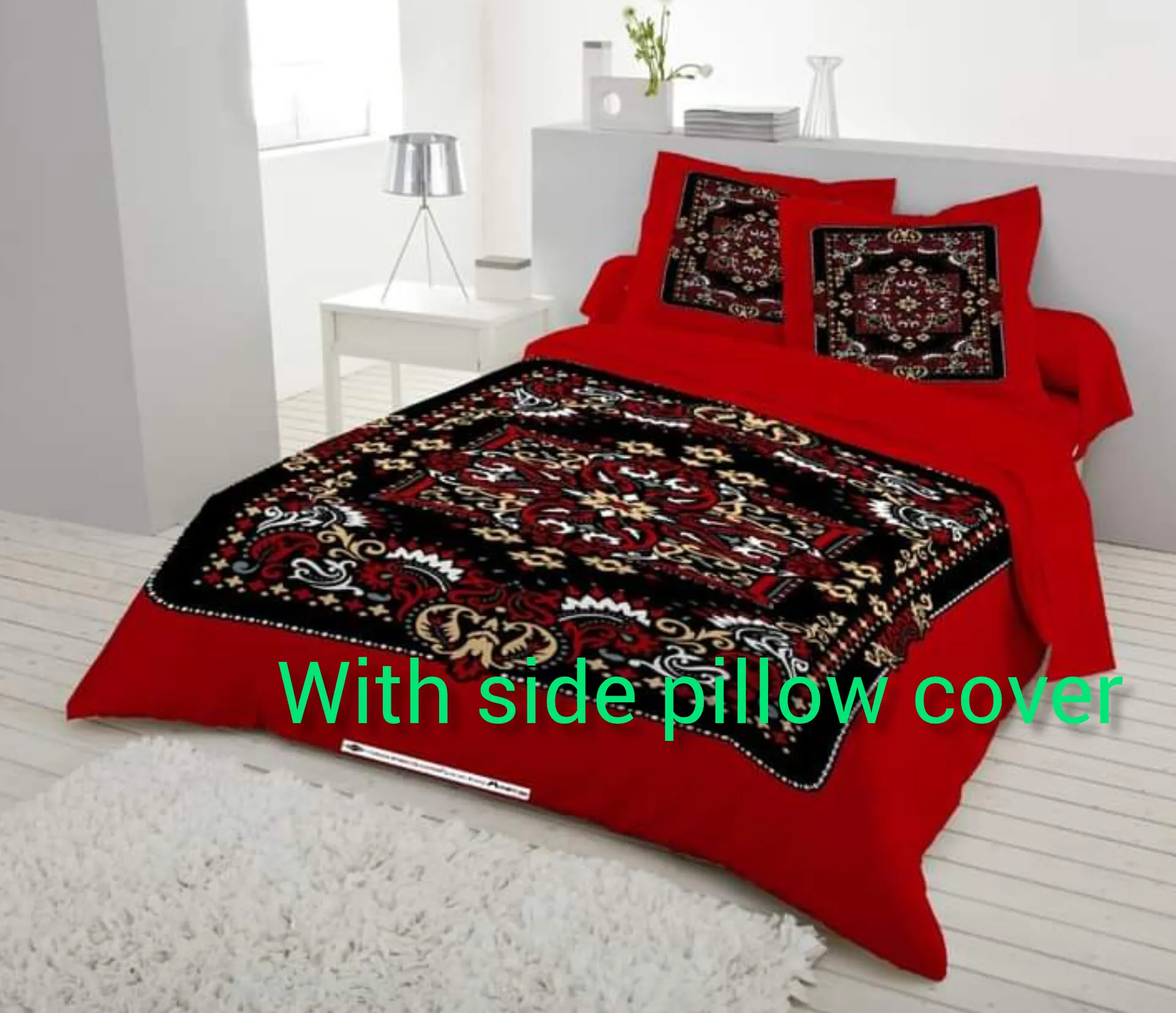 best collection pakiza luxury cotton double size twill panel bed sheet size 7 5 8 5 King size with two pillow cover 3