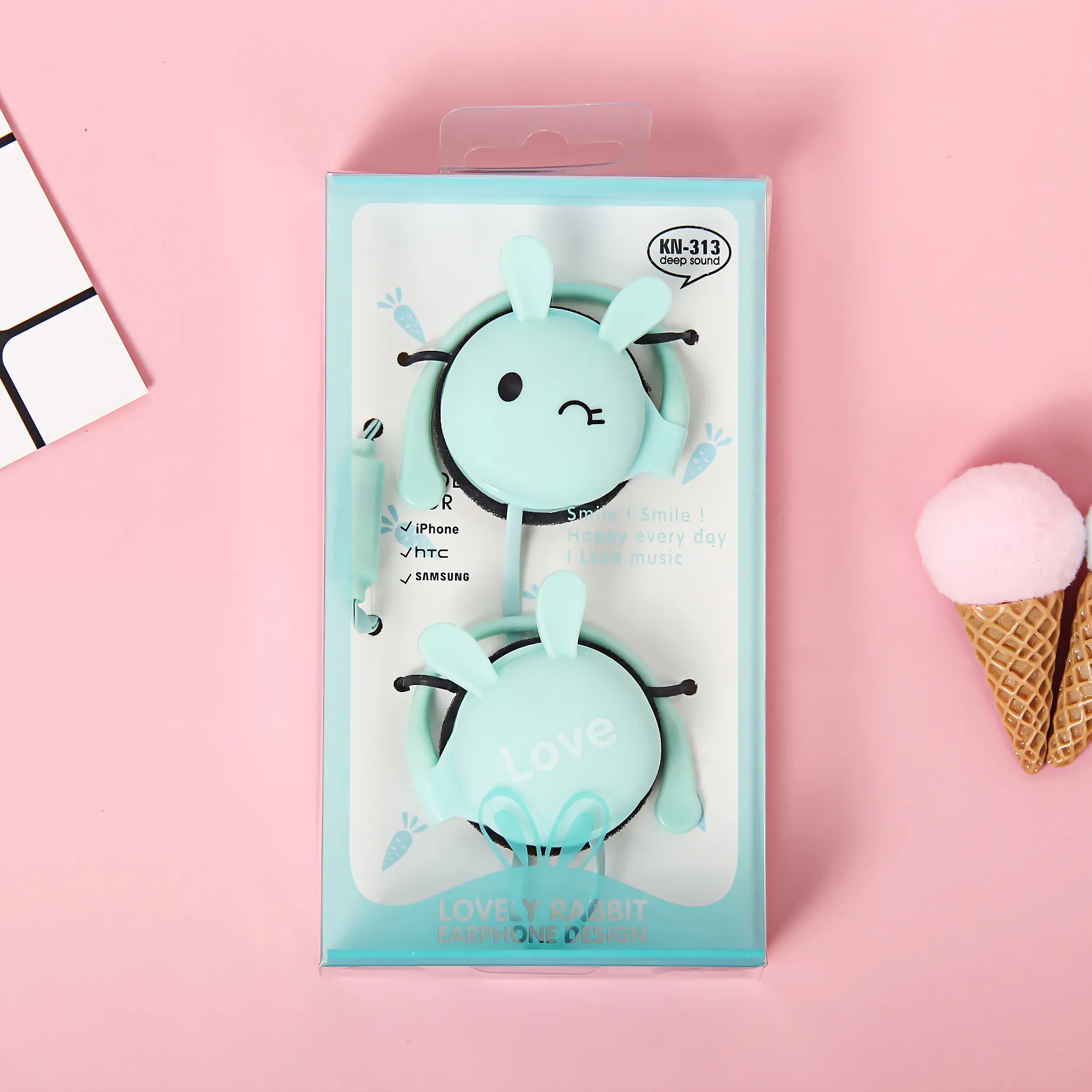 Earphone Wired Earphone Cartoon Earphone Cute Rabbit Wired Headset Portable Cute Student Earphone Love Series 3