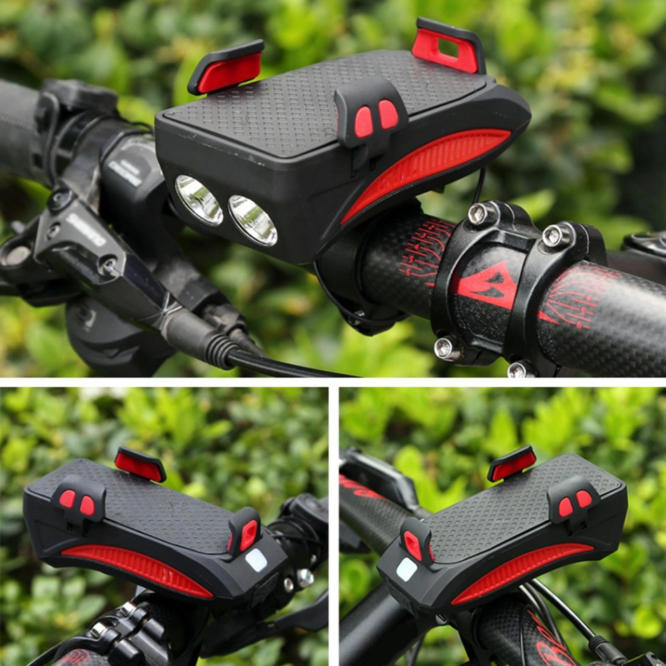 4 in 1 Bicycle USB Rechargeable Led Bicycle Light with Horn and Mobile Holder With PowerBank 2