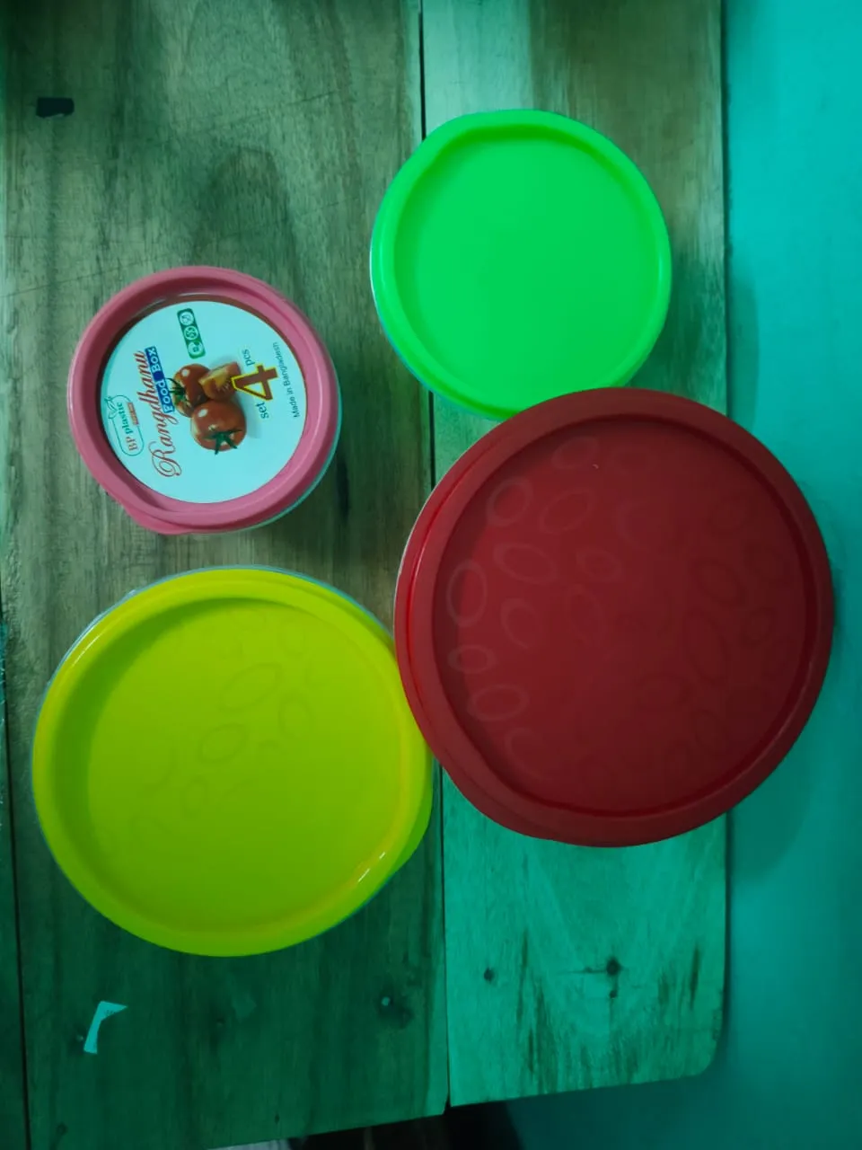 Transparent Plastic Rainbow Food Storage Box Container With Lid 4pcs Set 4