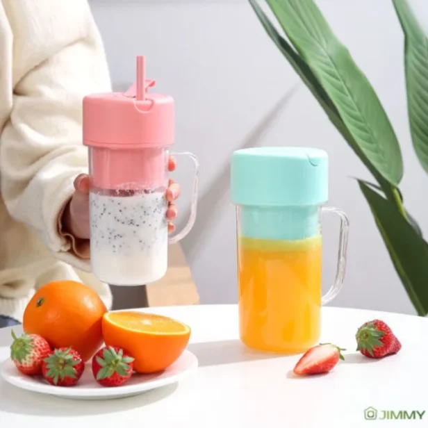 Portable Crusher Juicer With Handle &amp; Straw, USB Rechargeable 6 Blades (500ml) 6