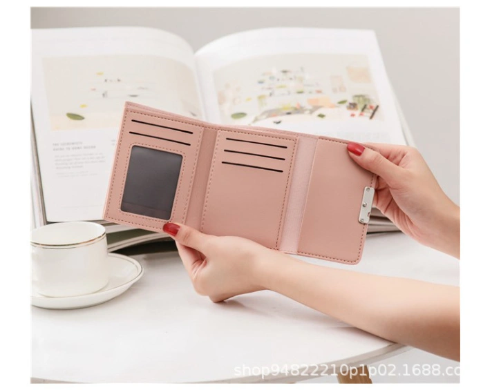 Korean Fashion Ladies Mini Wallet clutch purse For Women Card Holder Short PU Leather Bags 4