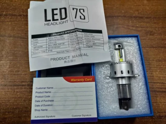 Authentic 7S LED Headlight (1 Piece) for Motorcycle and Car H4 Socket 40W 4000 Lumen 12V 3