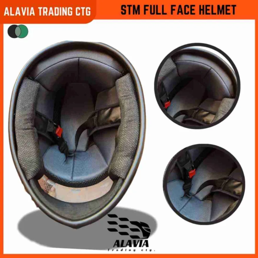 STM Full Face Black & Green STM Graphics Unisex Motorcycle Helmet 6