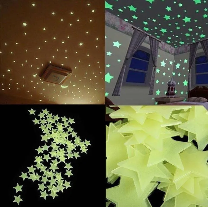 20pcs/bag 3cm Glow In The Dark Luminous Star Stickers Halloween Decorations for Home Toy PVC Stickers for Kids Roo - Sustainable Option 2