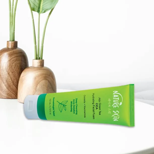 *🌿 Nature Skin Jeju Green Tea CICA Facial Foam*  
*মেড ইন কোরিয়া 🇰🇷 | প্রাকৃতিক যত্নে গভীর ক্লিনজিং 2