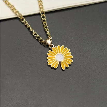Cute Trendy Daisy Necklace Sun Flower Necklaces for Girls Simple Stylish - Flower Jewelry Dainty Chain Necklace for Women New Collection - Pendant Necklace for Girls Stylish 5