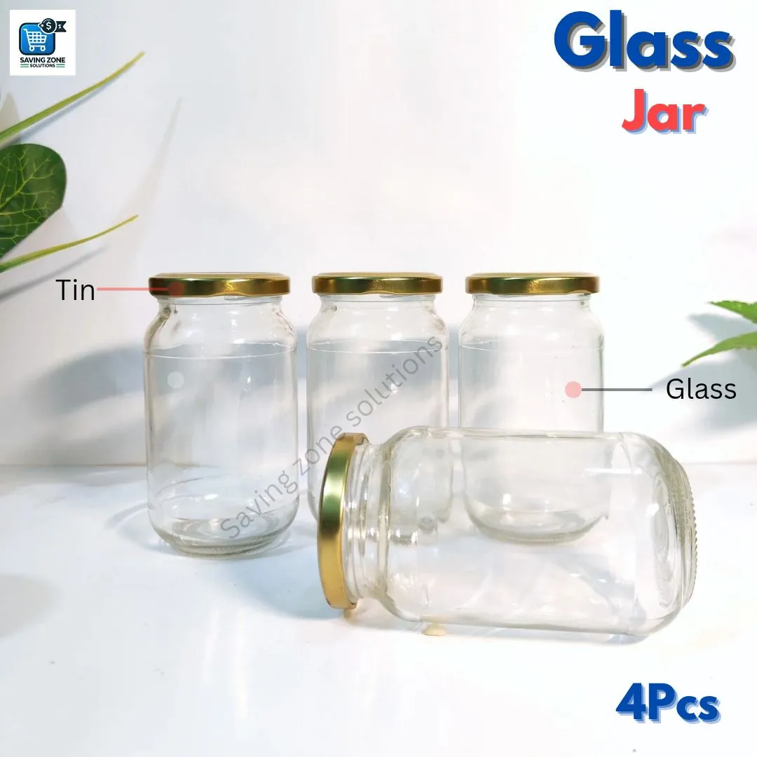 500 ml 4 Piece Fully Airtight Glass Jar Set for Kitchen and Dining Food Grade Glass Containers with Durable Steel Lids 1