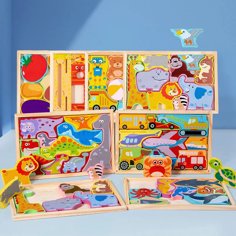 Wooden 3D Jigsaw Puzzle Multicolor Set Children Smart Educational Toy 5