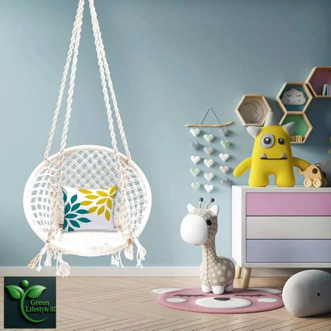 Handmade Round Cotton Swing Chair for Adults &amp; Kids – Indoor &amp; Outdoor Hammock 3