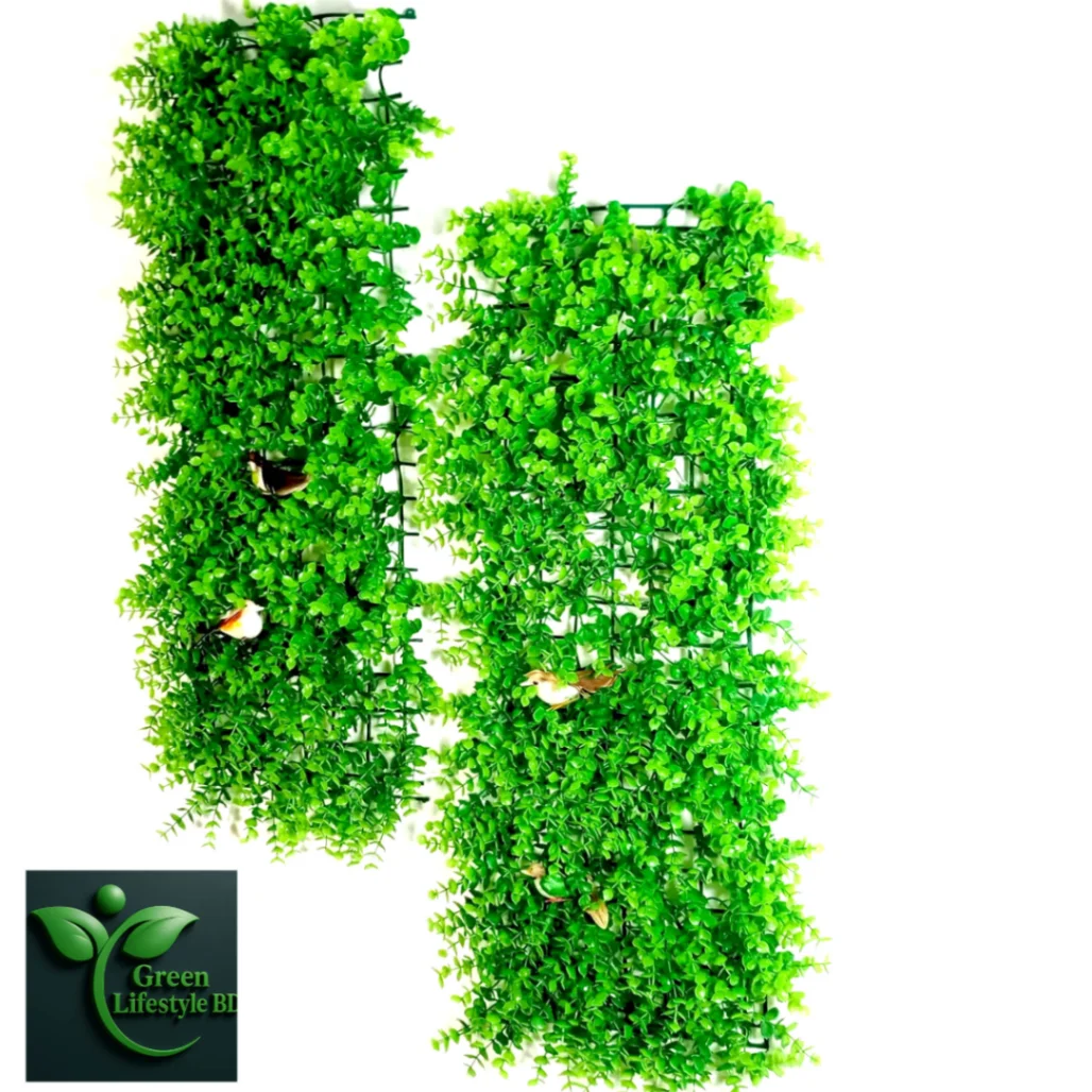 Wall decoration of green artificial plant with an artificial Bird for home decoration. 3