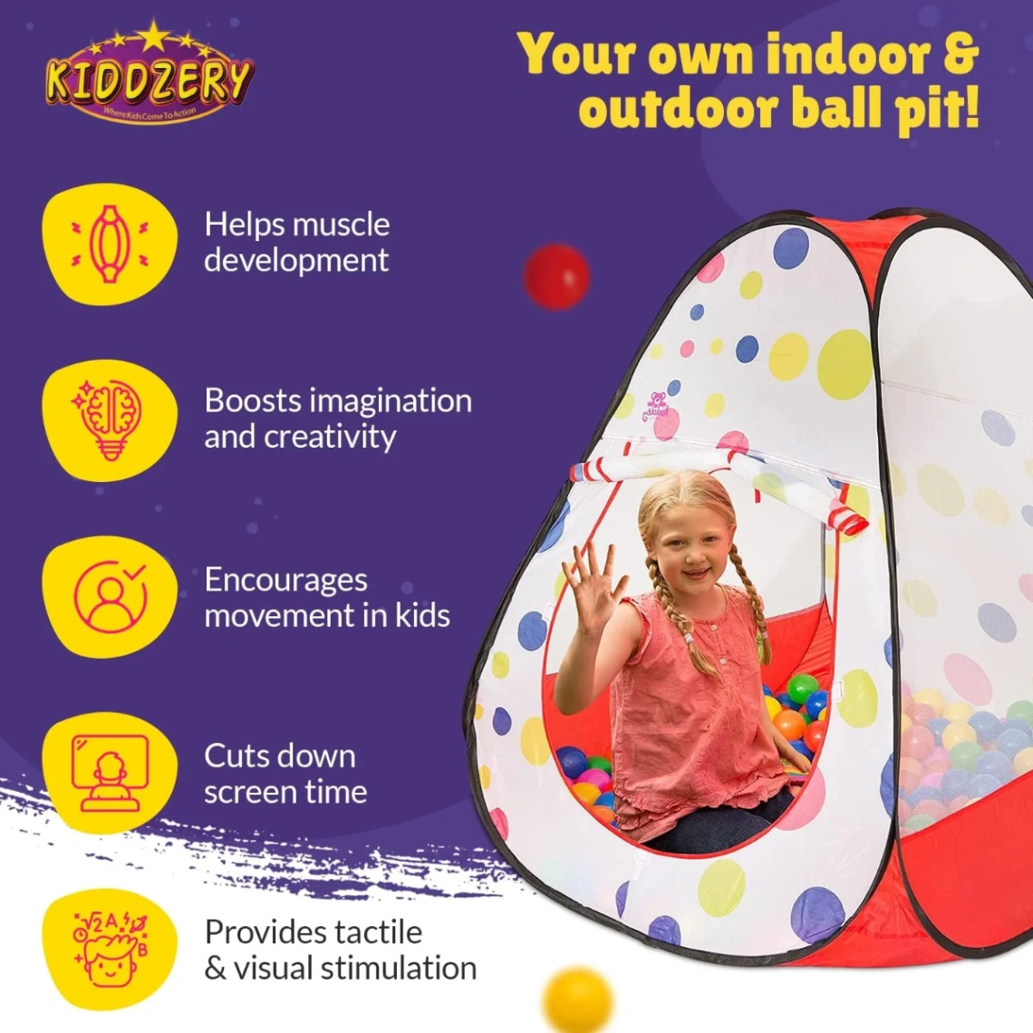 (Ball Pit) Tent Play House - 50 Balls, Play Ball House, Children&#x27;s Magic Game House 3