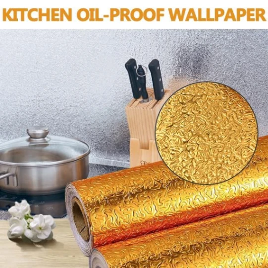 Kitchen oil resistant Sticker (Silver), Aluminum Foil Oil-Proof Sticker, Anti-fouling High-Temperature Self-Adhesive Wallpaper Wall Sticker 6
