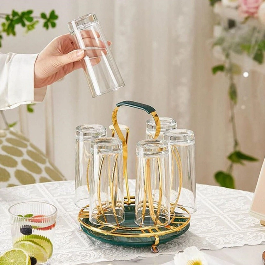 Dining Table Glass holder Rack, Glass holder, SS Glass rack - Gold 6