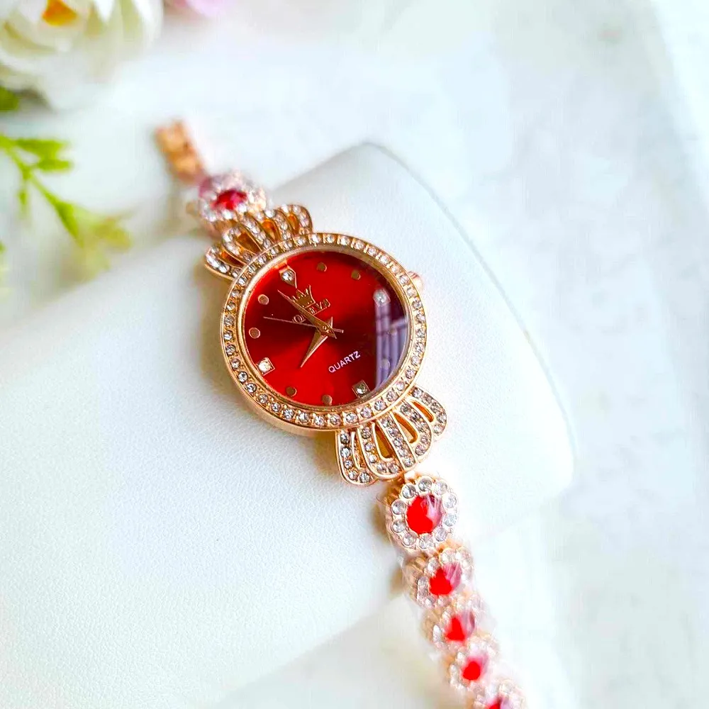 Luxury Diamond Ladies Quartz Wrist Watch Premium quality stylist colorful stone ladies watch 2