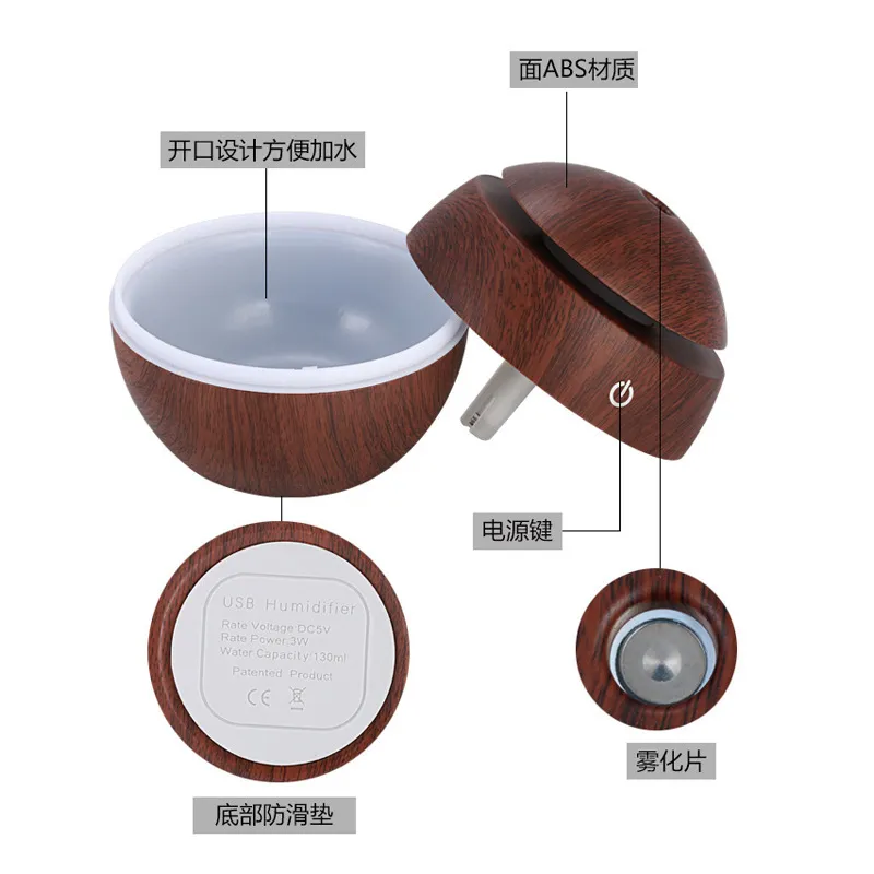 Air Humidifier Mini Night Light Portable Mist Sprayer USB Electric Air Humidifier 200ML Cool Water Mist Maker with Warm Night Light With 2 Working Modes for Home Office Car 3