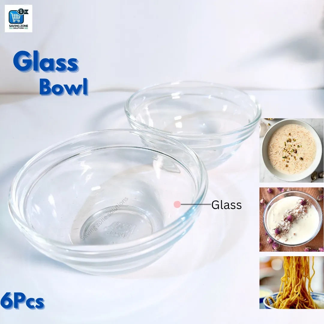 6 Pcs Round Glass Bowl Set Elegant Transparent Bowls for Serving Salads Snacks Desserts 2